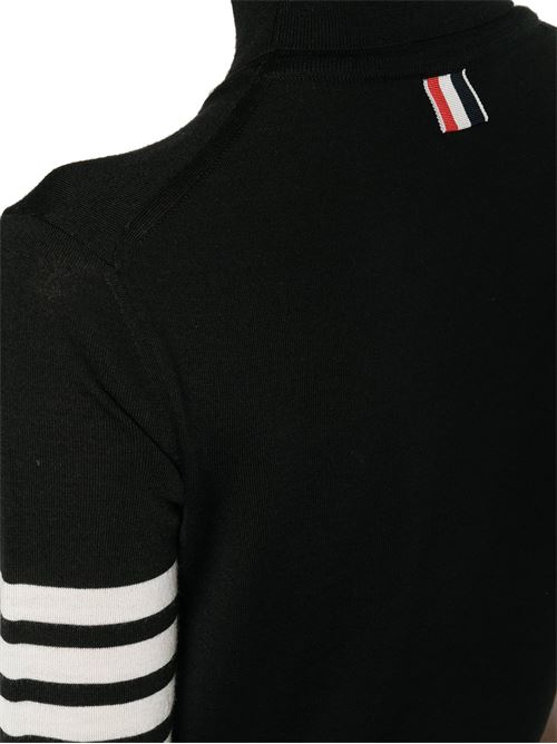 Maglione a collo alto nero con barre THOM BROWNE | FKA434DY1014001